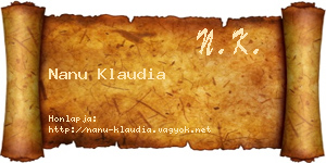 Nanu Klaudia névjegykártya